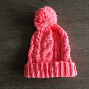 Highlighter Pink Pompom Beanie